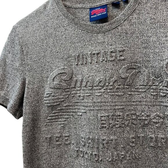 SuperDry Gray Men's Vintage Logo Store Embossed Short Sleeve T Shirt Size Small - Picture 3 of 12